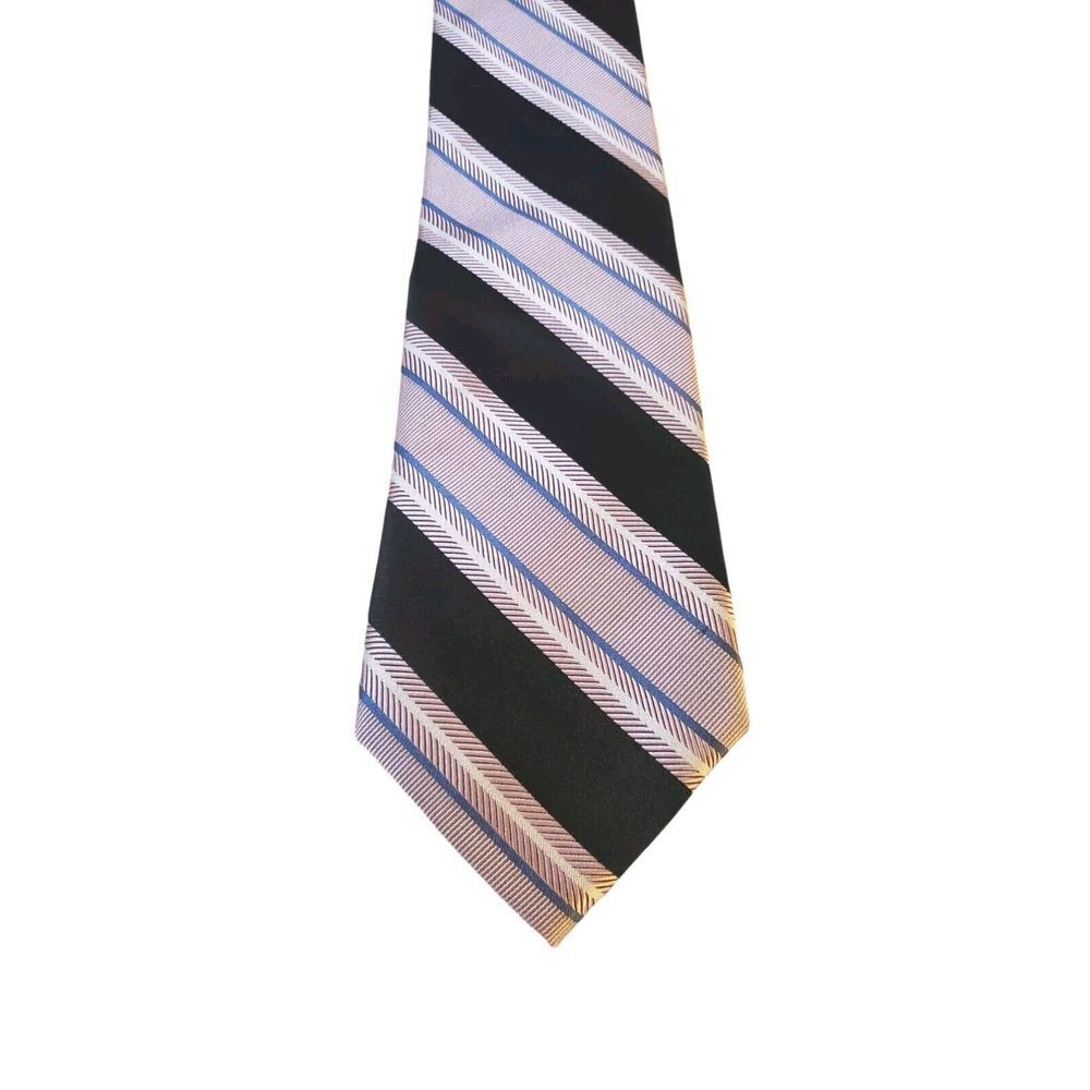 JOSEPH ABBOUND‎ Neck Tie Men's Luxury 100% Silk Black Pink Striped Business Suit